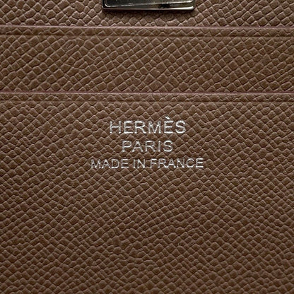 Hermes Card Case Medallion Etoupe Silver Chevre Sham Kira — view 6