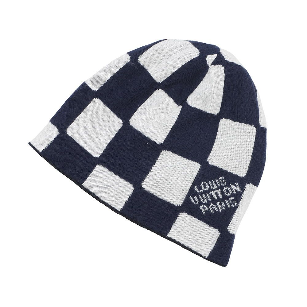 Louis Vuitton Knit Hat Beanie LV Fit Black White Blue — view 5