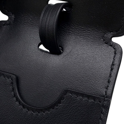 Balenciaga Bag Charm Tag Key Ring Leather Black — view 7