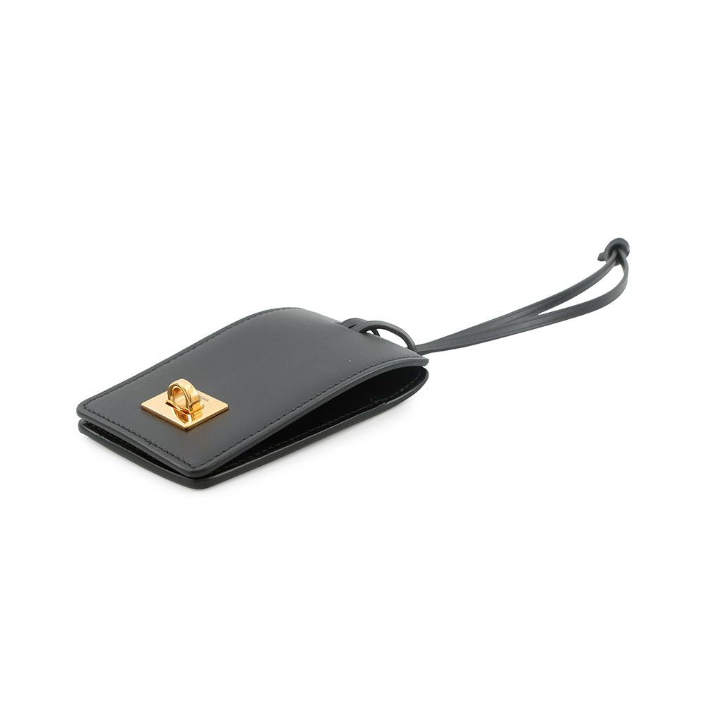 Balenciaga Bag Charm Tag Key Ring Leather Black — view 2