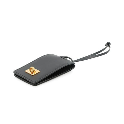 Balenciaga Bag Charm Tag Key Ring Leather Black — view 2