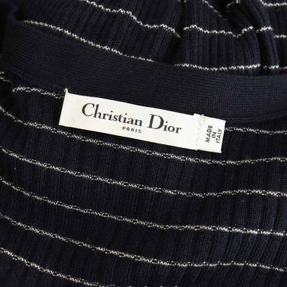 Dior Knit Cardigan Long Sleeve Neck Cashmere Silk CD Button Border — view 5