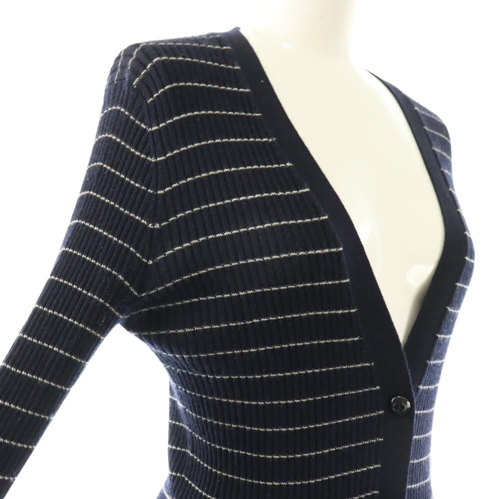 Dior Knit Cardigan Long Sleeve Neck Cashmere Silk CD Button Border — view 4