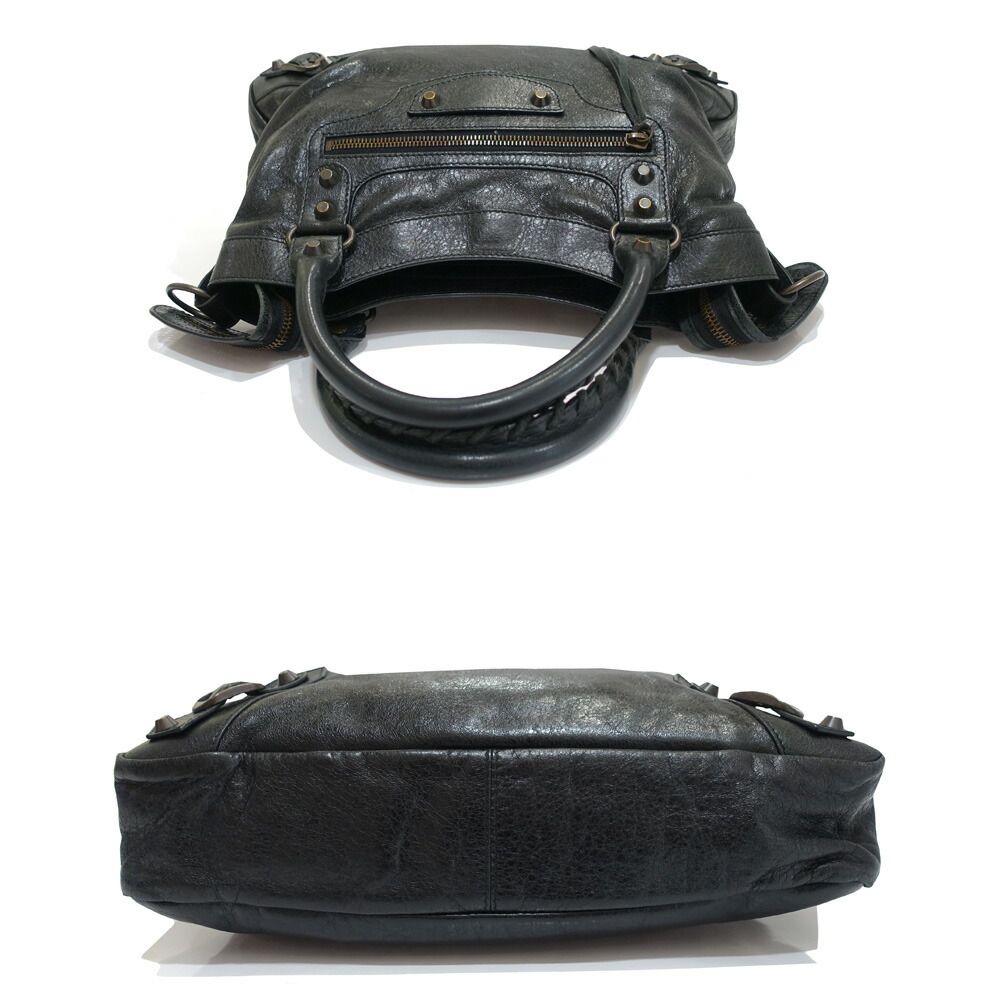 Balenciaga The Town Handbag 2-Way Leather Black Gold — view 3