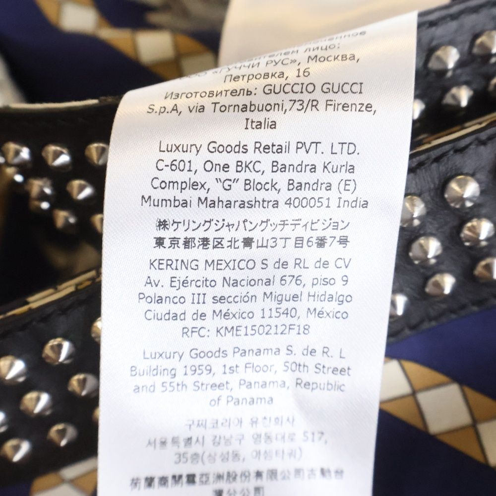 Gucci Leather Studded Lining Hose Print Long Coat Navy — view 8