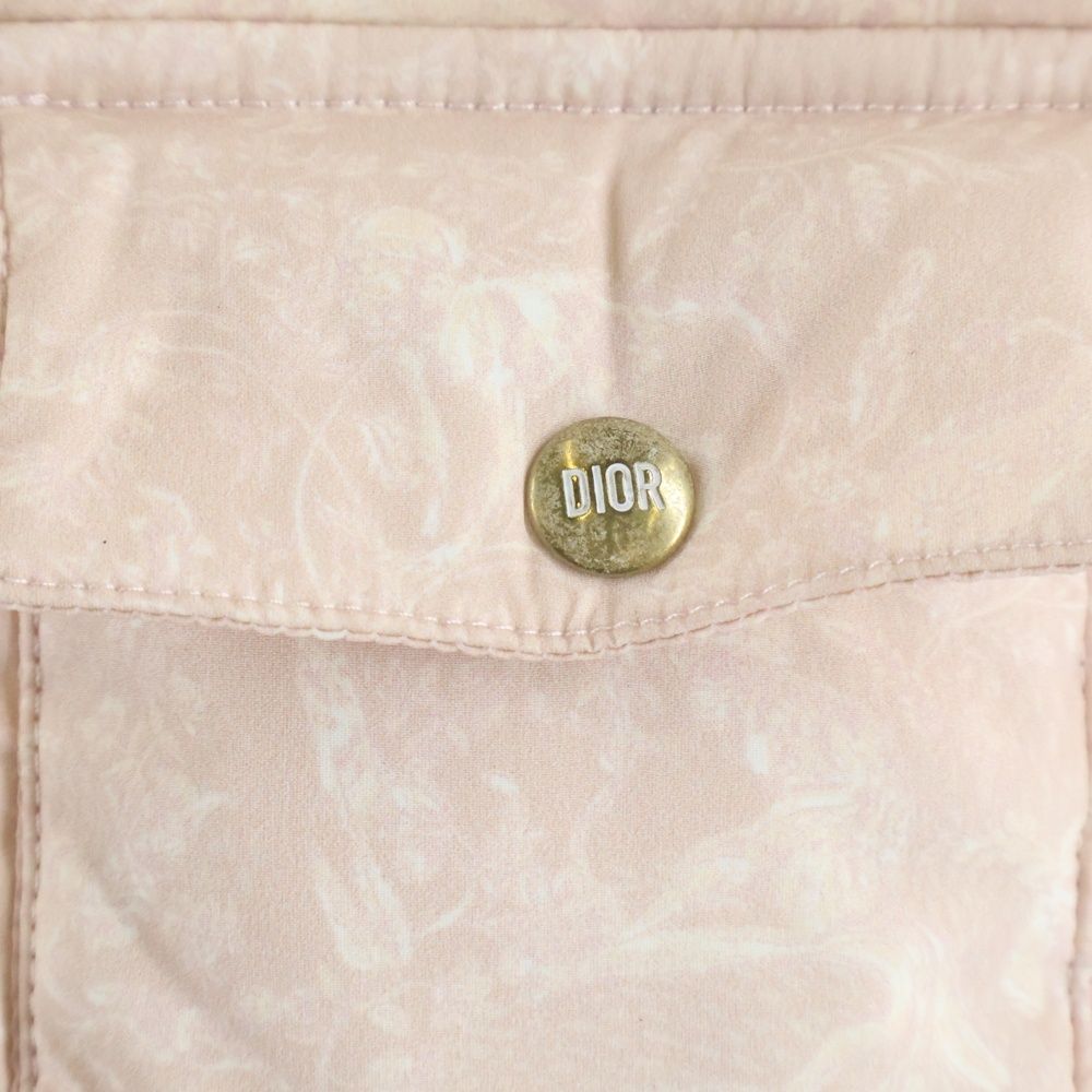 Dior Baby Toile de Jouy Allover Pattern Down Snap Button Romper Gloves — view 5