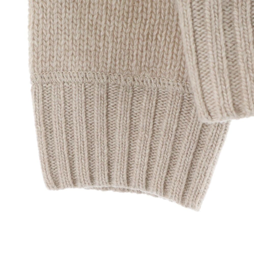 Prada Logo Jacquard Crew Neck Long Sleeve Pullover Sweater Beige — view 5