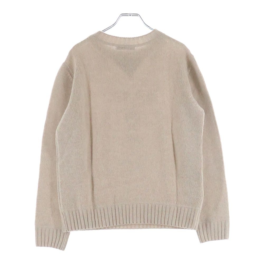 Prada Logo Jacquard Crew Neck Long Sleeve Pullover Sweater Beige — view 2