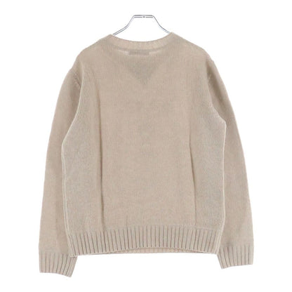 Prada Logo Jacquard Crew Neck Long Sleeve Pullover Sweater Beige — view 2
