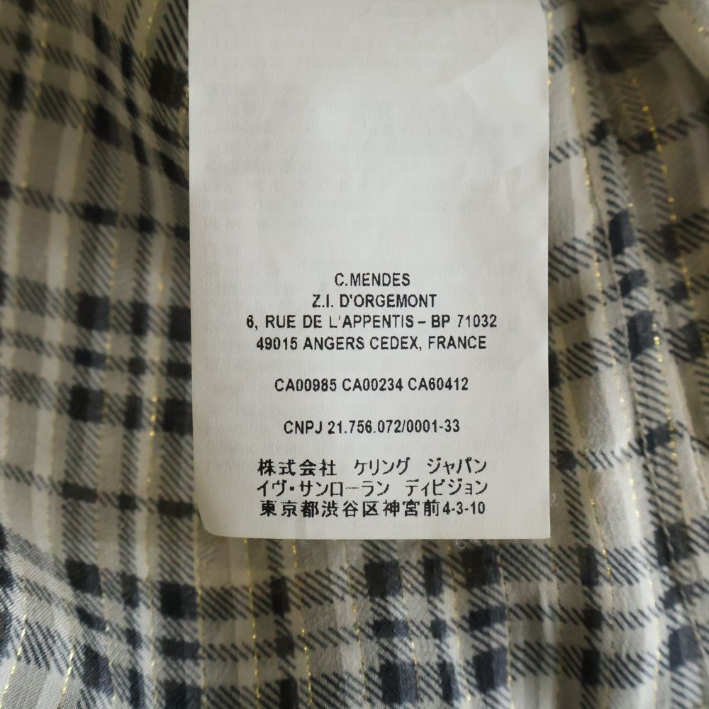 Saint Laurent Paris Silk Blend Check Blouse Beige — view 8