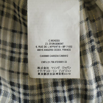 Saint Laurent Paris Silk Blend Check Blouse Beige — view 8