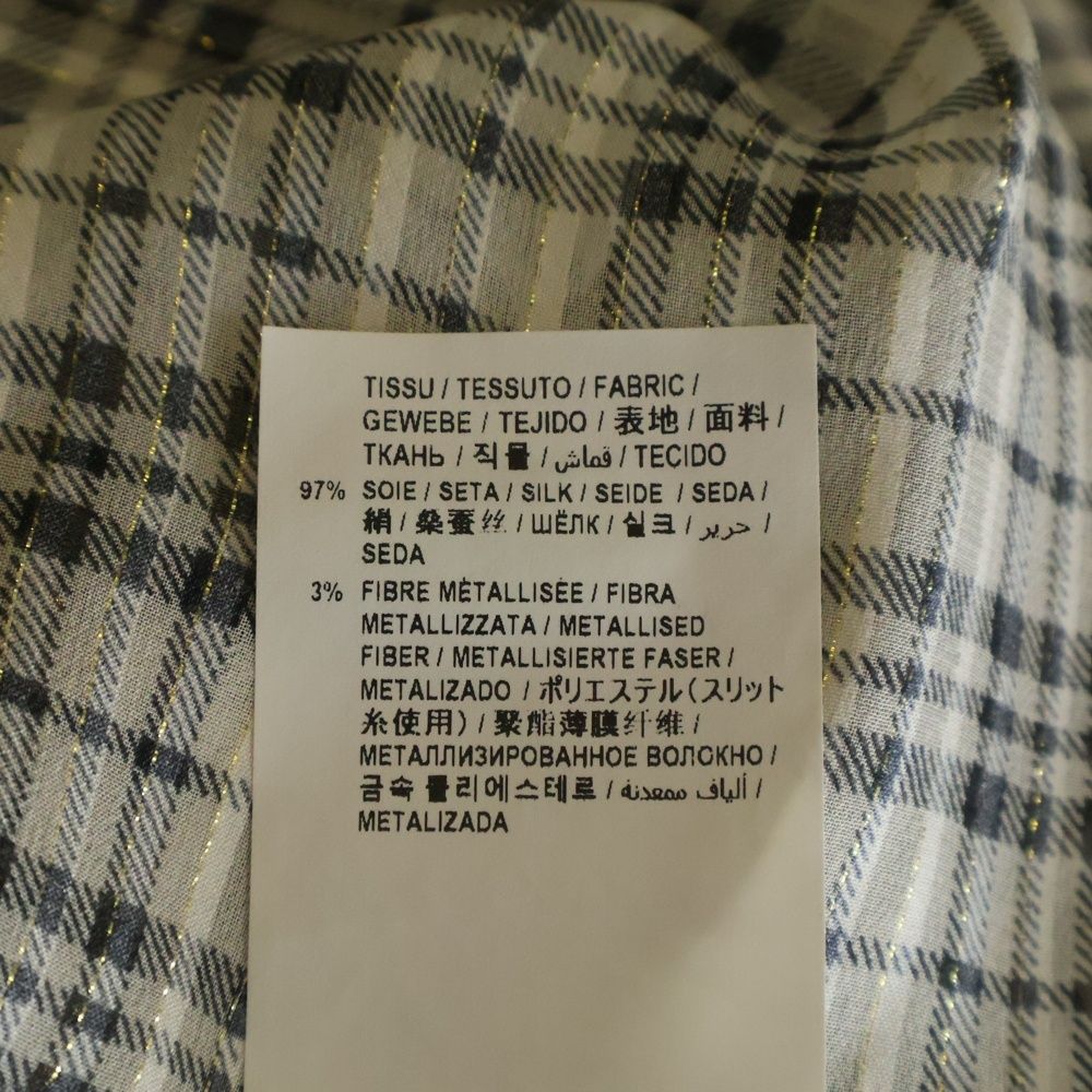 Saint Laurent Paris Silk Blend Check Blouse Beige — view 7