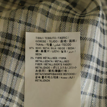 Saint Laurent Paris Silk Blend Check Blouse Beige — view 7