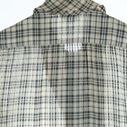 Saint Laurent Paris Silk Blend Check Blouse Beige — view 4