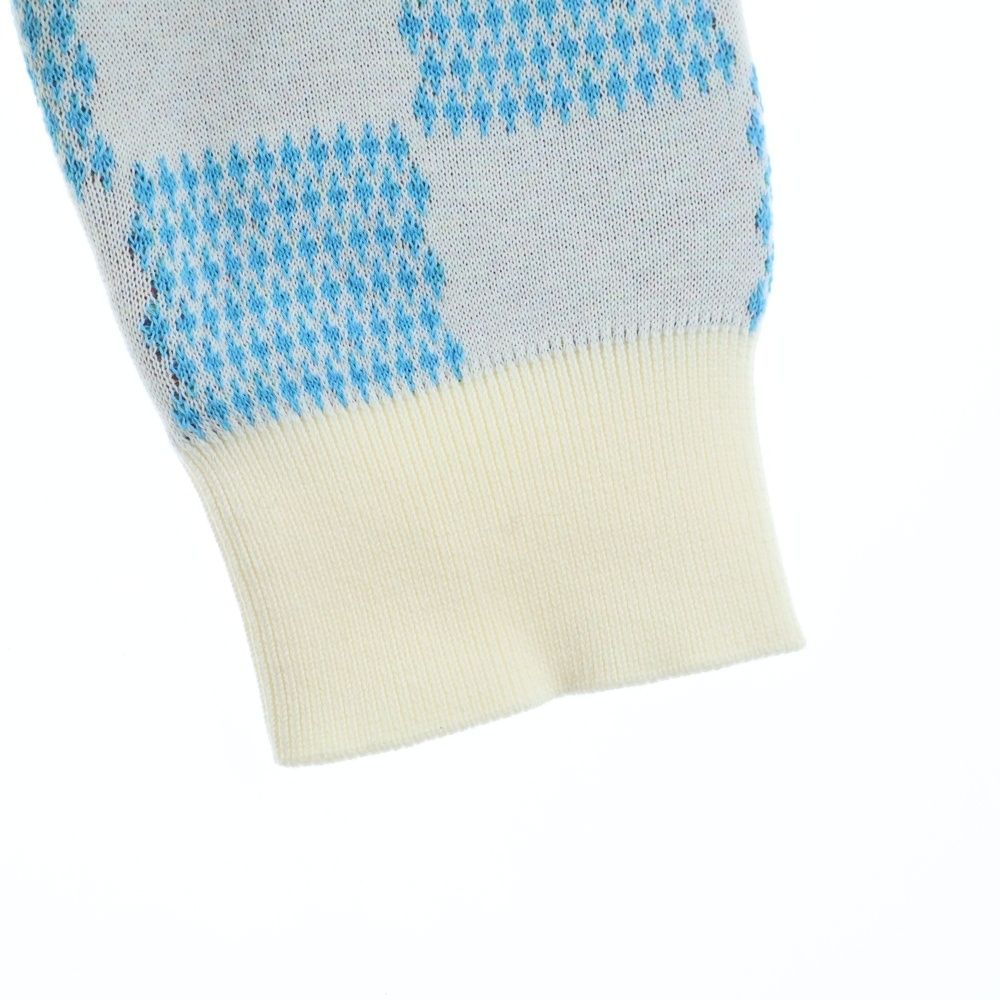 Louis Vuitton Damier Dist Det Half Zip Knit Blue Multi Zlw Flat — view 5