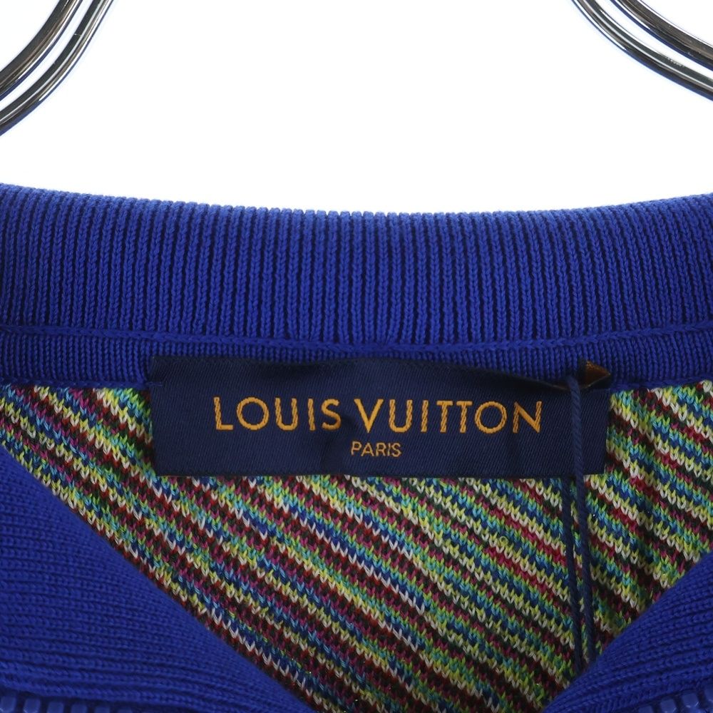 Louis Vuitton Damier Dist Det Half Zip Knit Blue Multi Zlw Flat — view 6