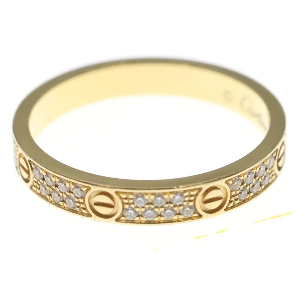 Cartier Mini Love Pave Diamond Ring 18K PG Pink Gold — view 5