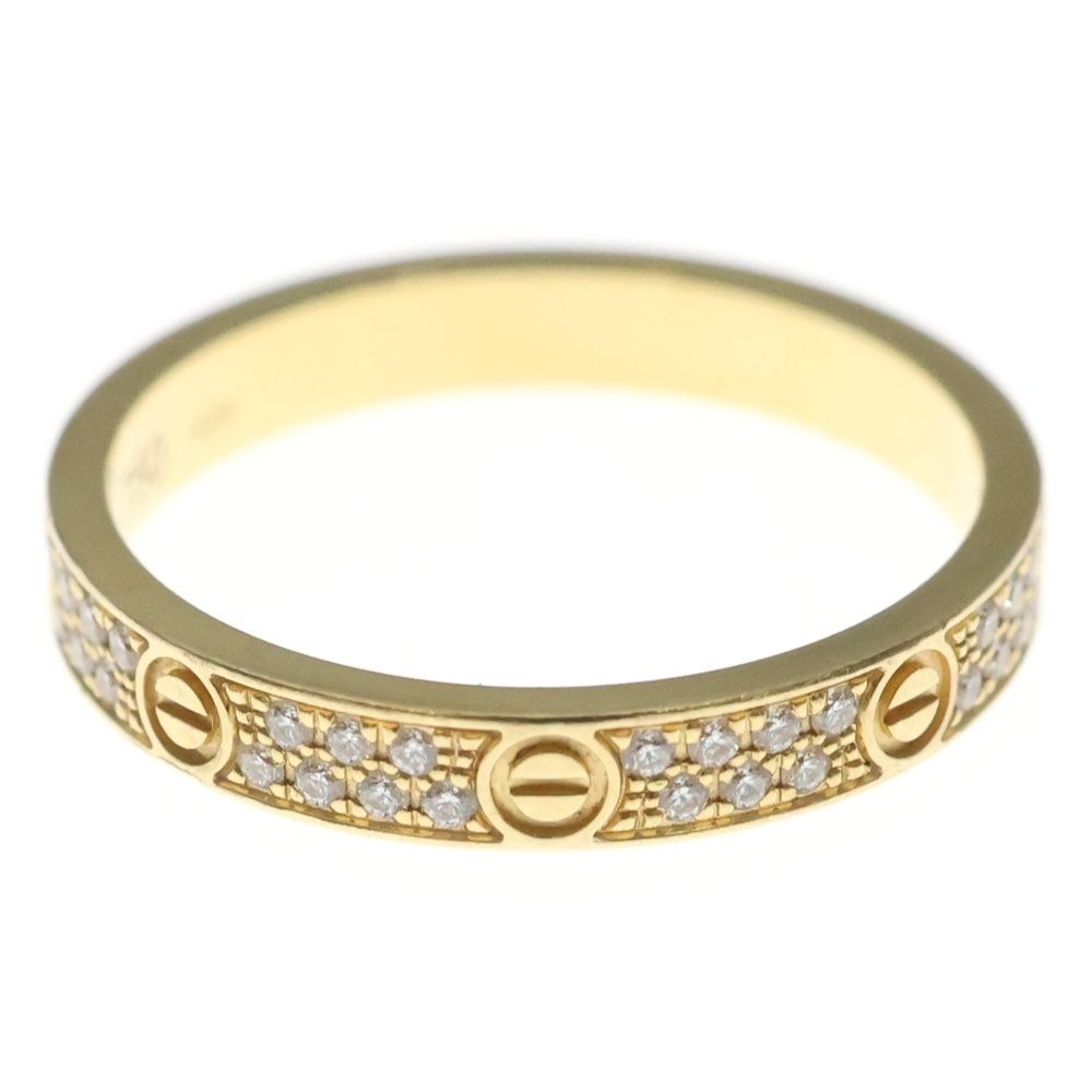 Cartier Mini Love Pave Diamond Ring 18K PG Pink Gold — view 2