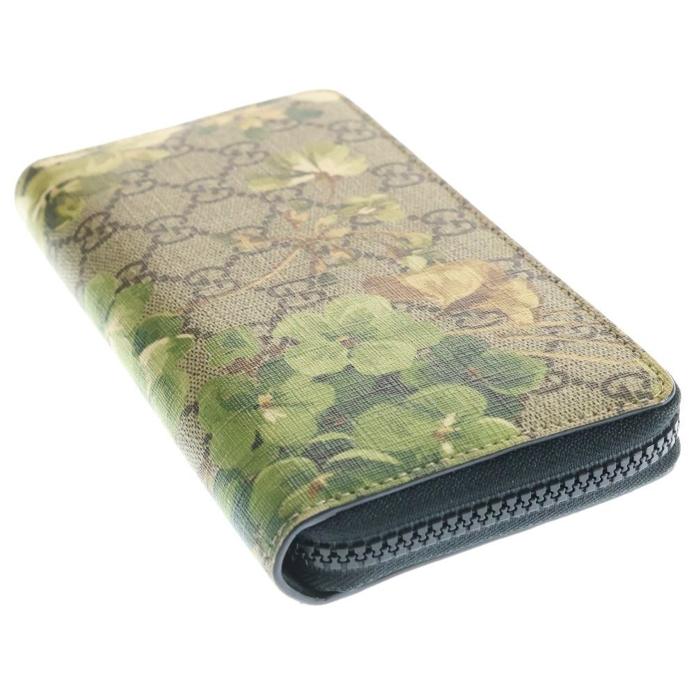 Gucci GG Supreme Zip Around Wallet Beige Green Leather — view 4