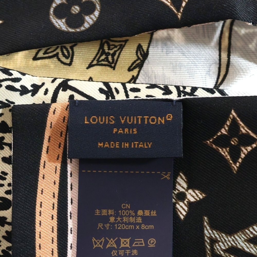 Louis Vuitton Bandeau Up and Away Gray Silk Scarf Black — view 5
