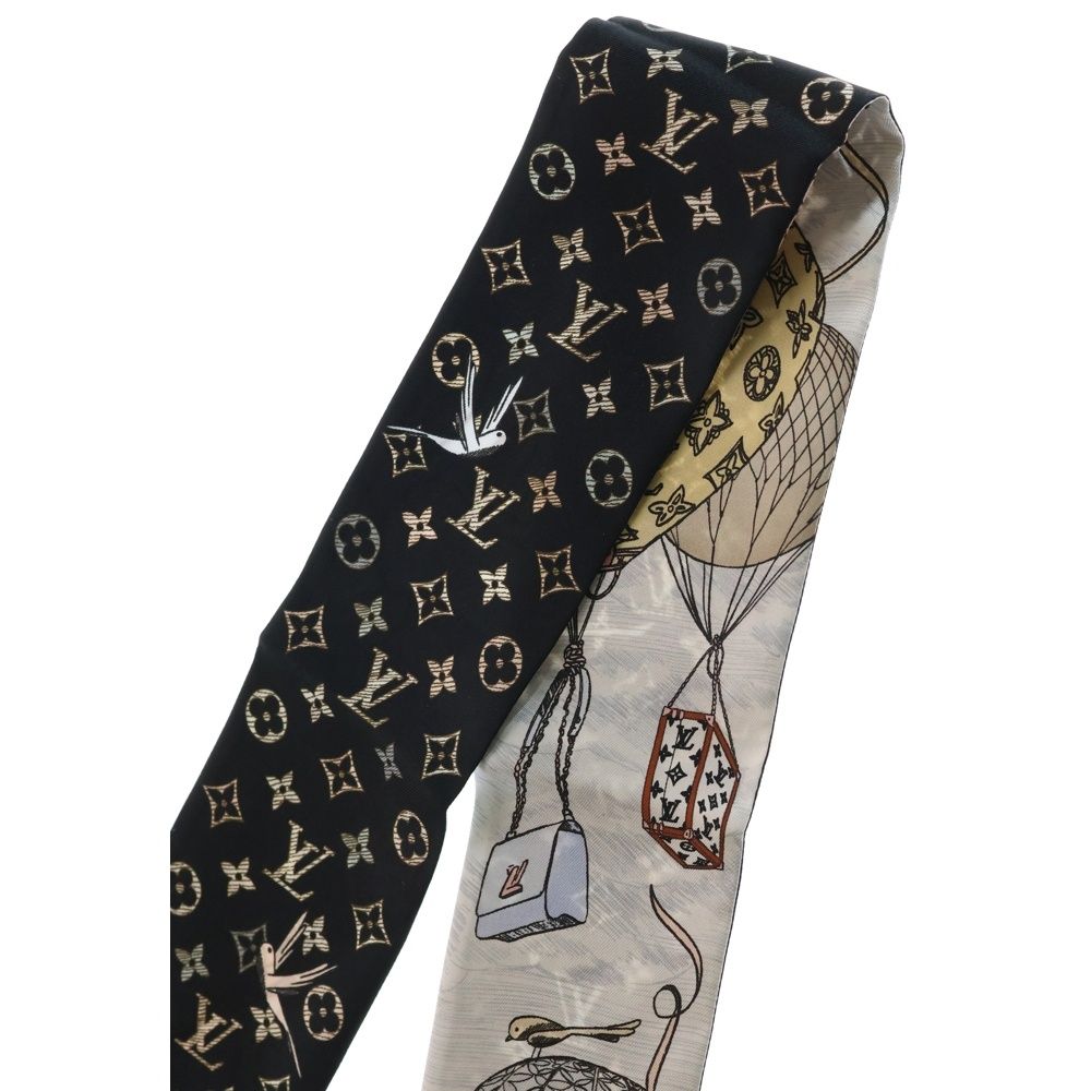 Louis Vuitton Bandeau Up and Away Gray Silk Scarf Black — view 4