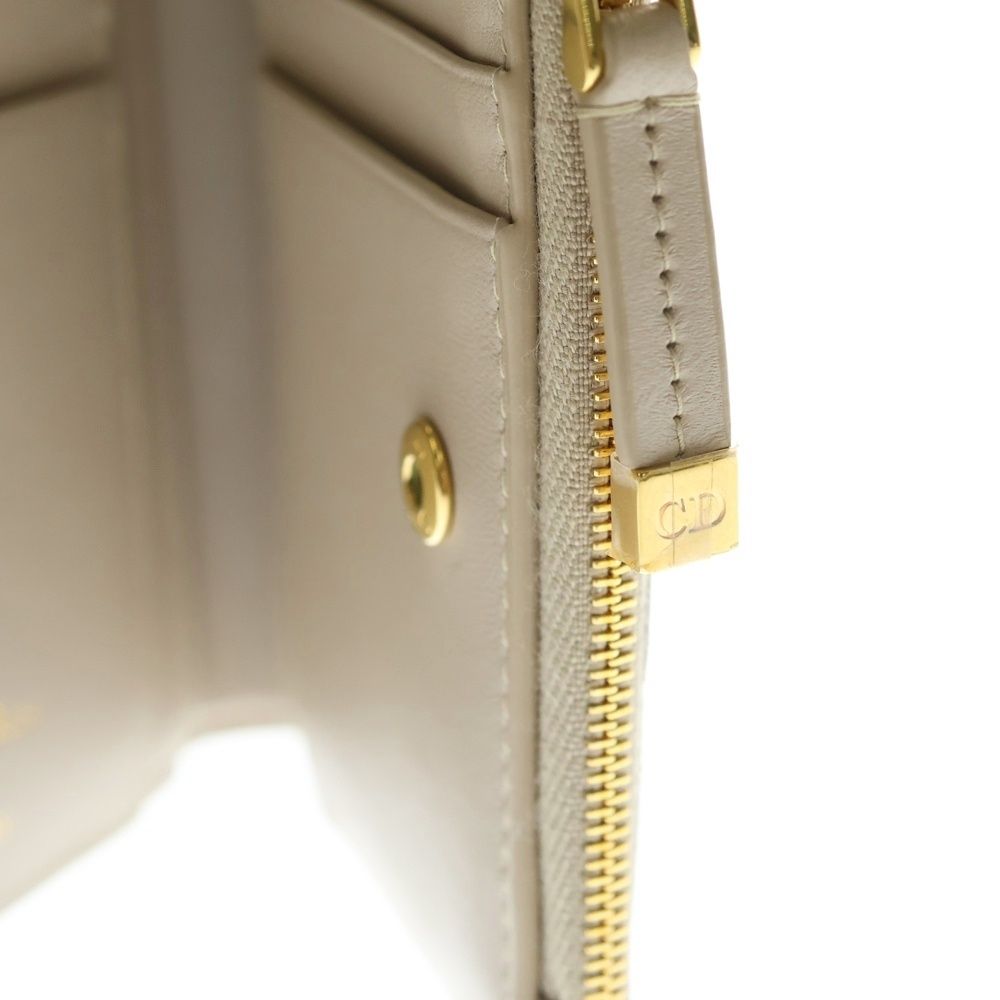 Dior Crystal Wallet Leather Compact Bifold Beige — view 5