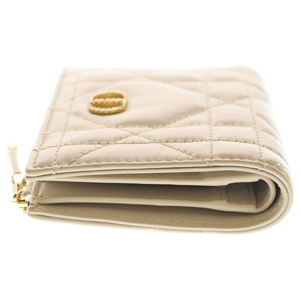 Dior Crystal Wallet Leather Compact Bifold Beige — view 3