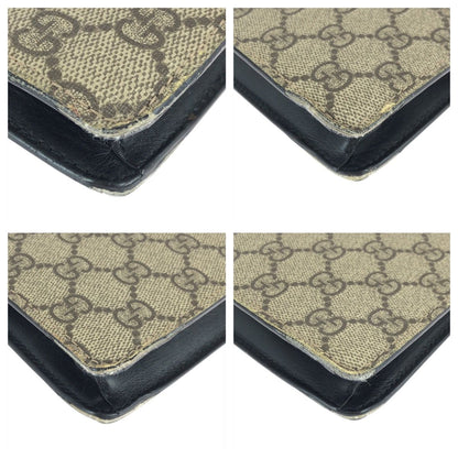 Gucci Sherry Clutch Leather Canvas Beige Black — view 3