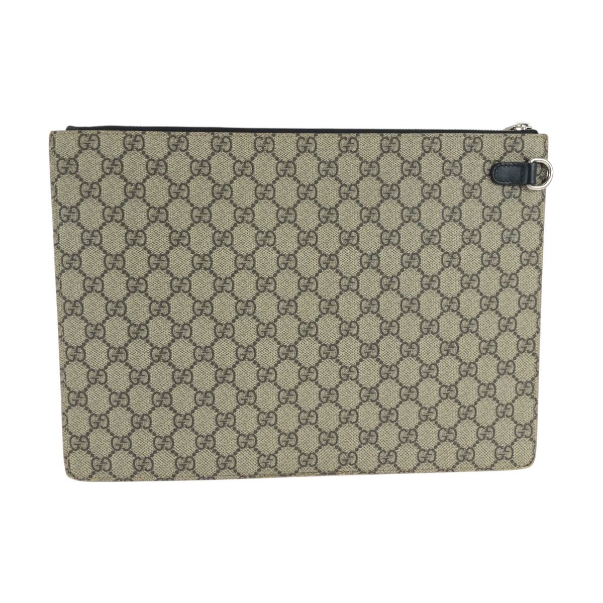 Gucci Sherry Clutch Leather Canvas Beige Black — view 2