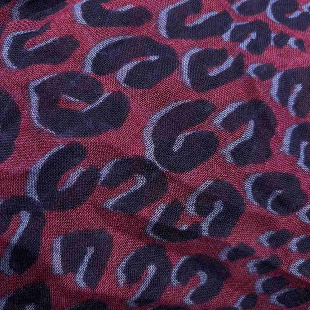 Louis Vuitton Cashmere Silk Etole Leopard Print Shawl Scarf Red — view 2