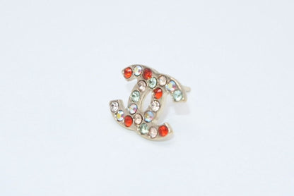Chanel CC Logo Earrings 04 Color Stone Metal Gold Plated Multicolor — view 2