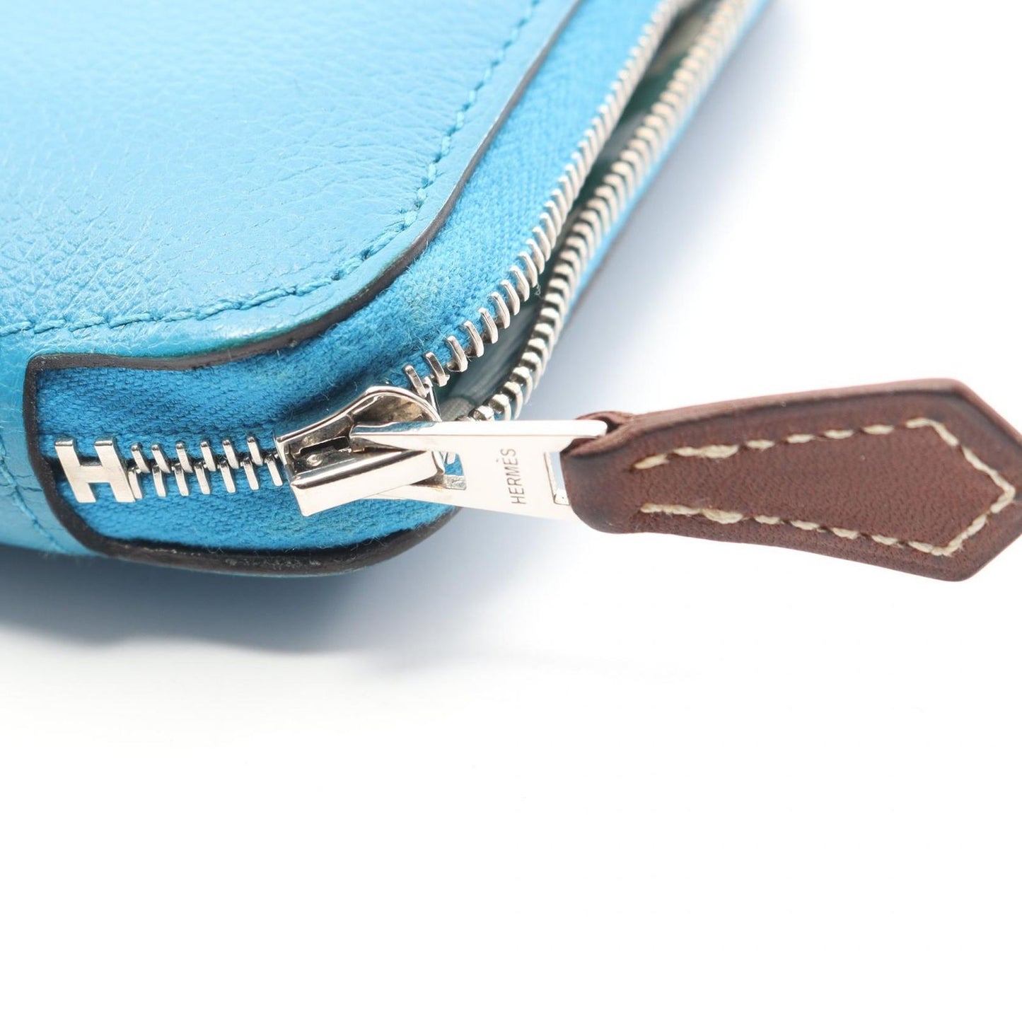 Hermes Round Wallet Azap Compact Silk in Blue Zanzibar Leather — view 8