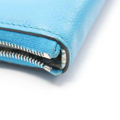Hermes Round Wallet Azap Compact Silk in Blue Zanzibar Leather — view 9