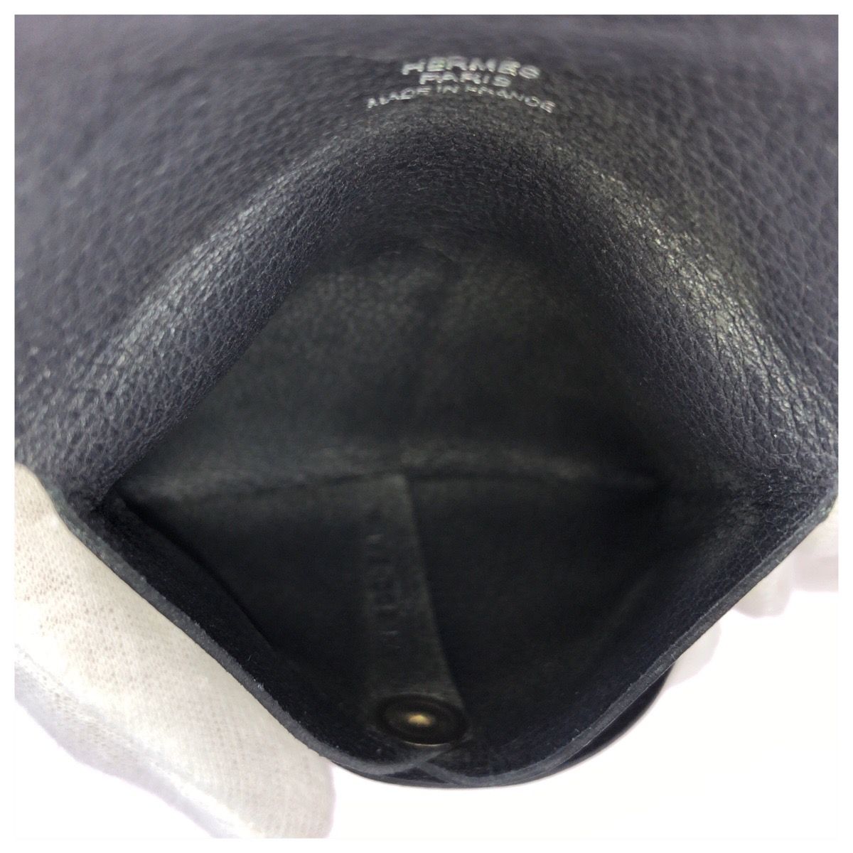 Hermes Bastia Black Silver Veau Epsom Coin Purse — view 7