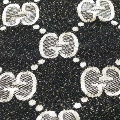 Gucci GG Wool Lame Jaguar Scarf Black Ivory Ivoryblack — view 2