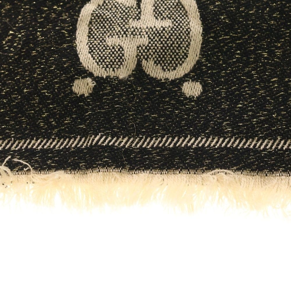 Gucci GG Wool Lame Jaguar Scarf Black Ivory Ivoryblack — view 3
