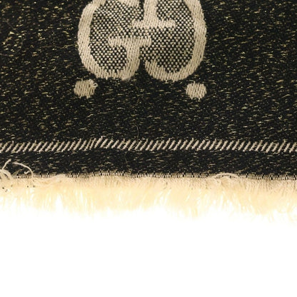 Gucci GG Wool Lame Jaguar Scarf Black Ivory Ivoryblack — view 3