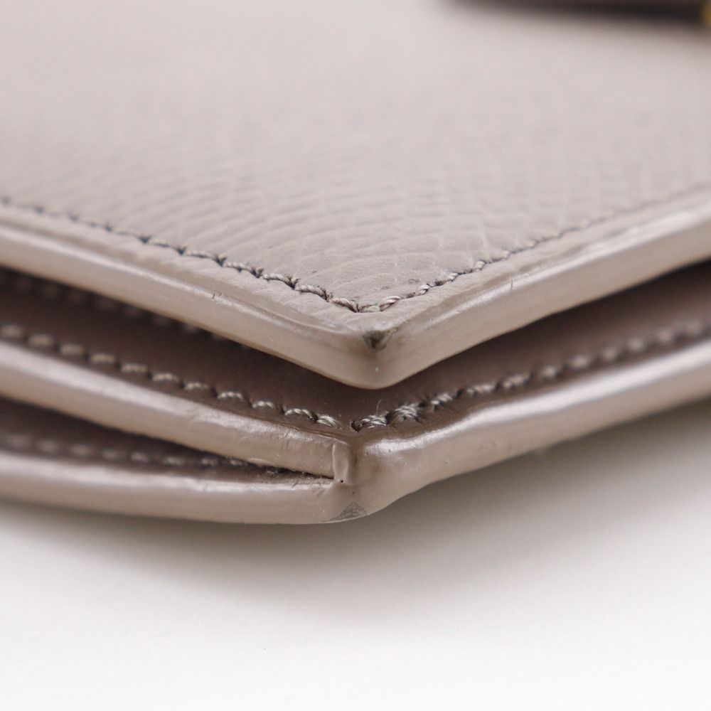 Celine Strap Wallet Leather Grey Bifold Greige — view 7