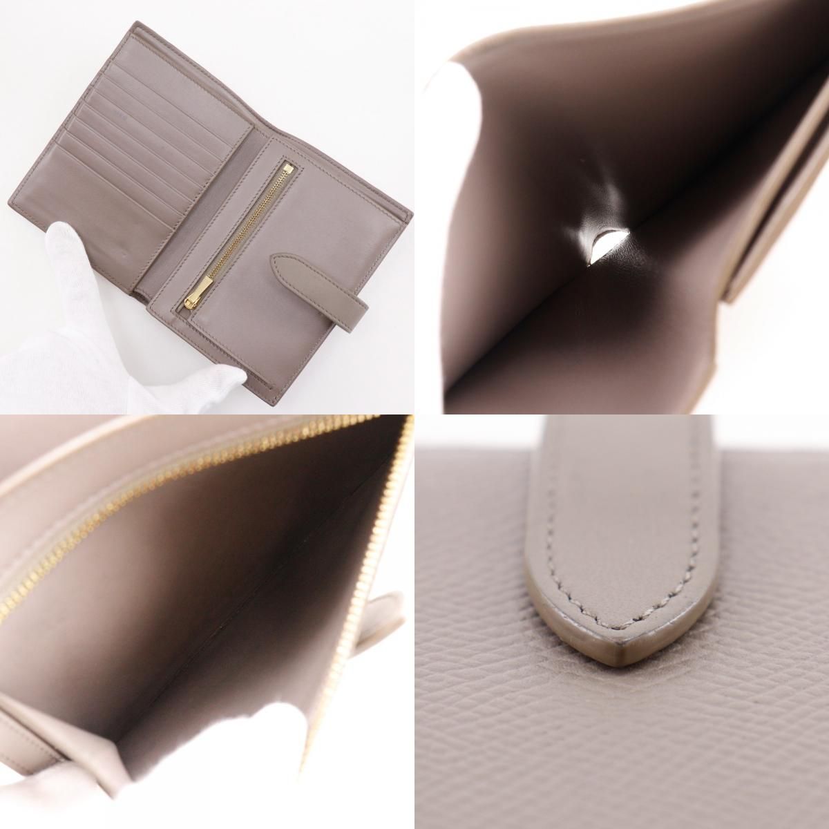 Celine Strap Wallet Leather Grey Bifold Greige — view 8