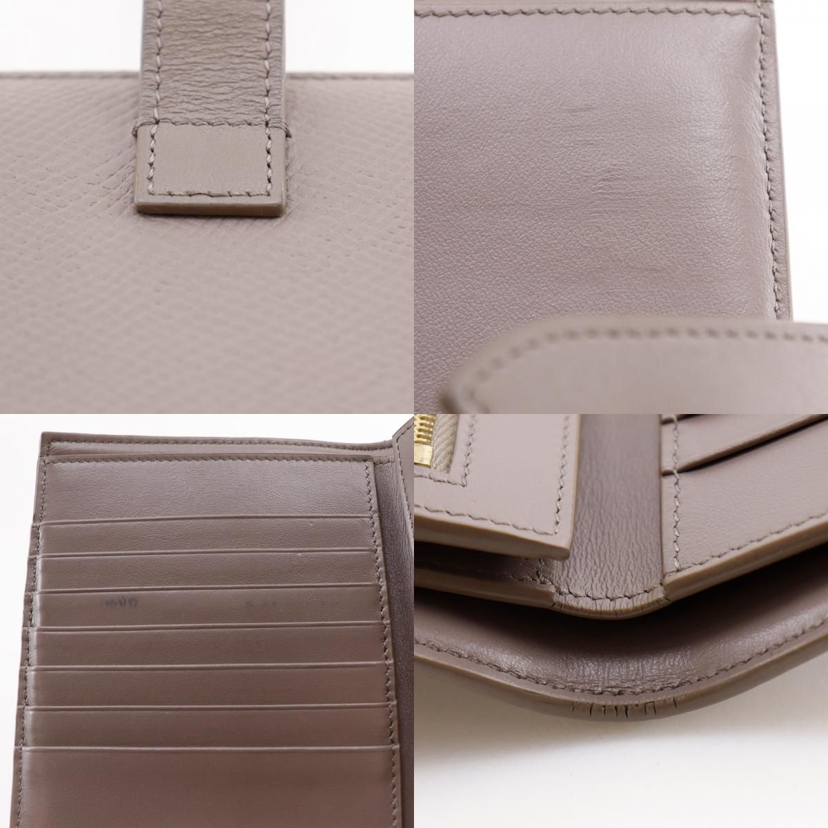 Celine Strap Wallet Leather Grey Bifold Greige — view 9