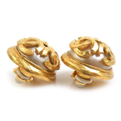 Chanel Earrings CC Logo Gold Off-white — view 4