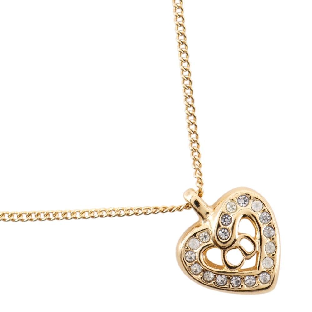 Dior CD Heart Earrings Set Gold Plated Necklace — view 2