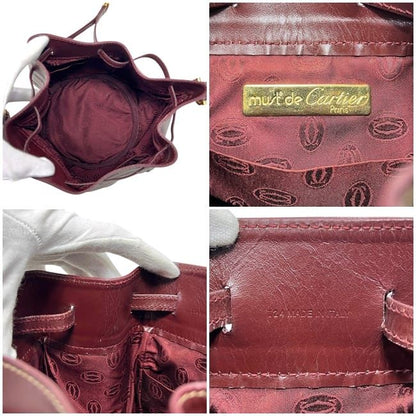 Cartier Drawstring Shoulder Bag Gold Must Bordeaux — view 3