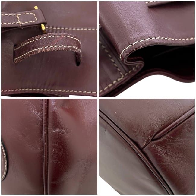 Cartier Drawstring Shoulder Bag Gold Must Bordeaux — view 5