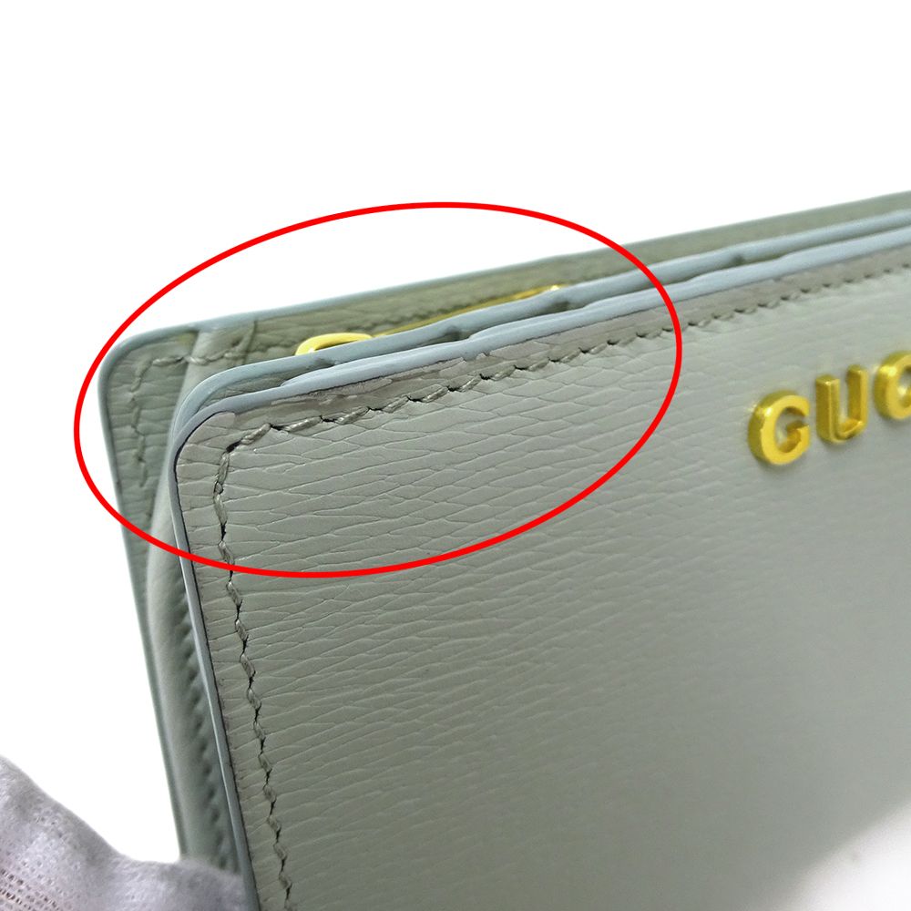 Gucci Wallet Bifold Leather Mint Green Logo — view 9