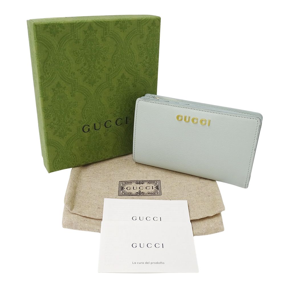 Gucci Wallet Bifold Leather Mint Green Logo — view 7