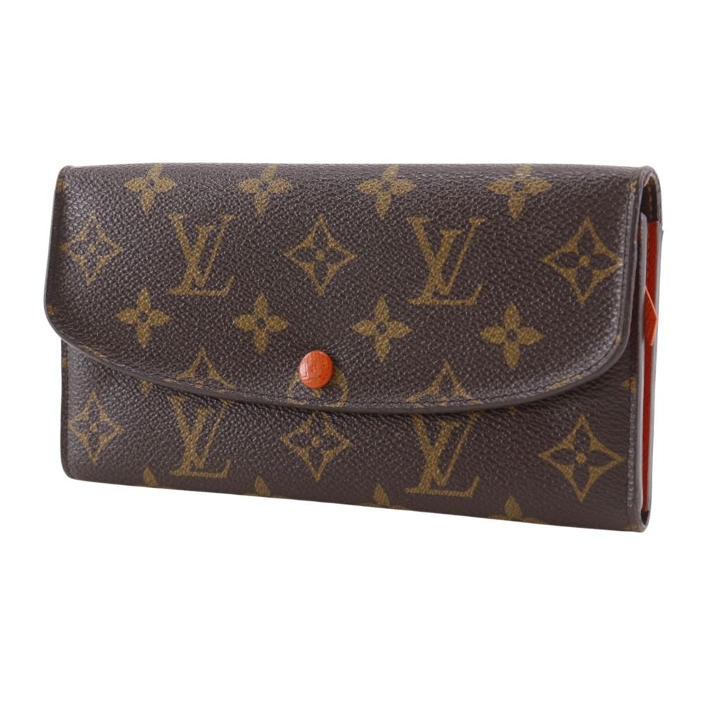 Louis Vuitton Emily Monogram Canvas Brown Orange Long — view 2