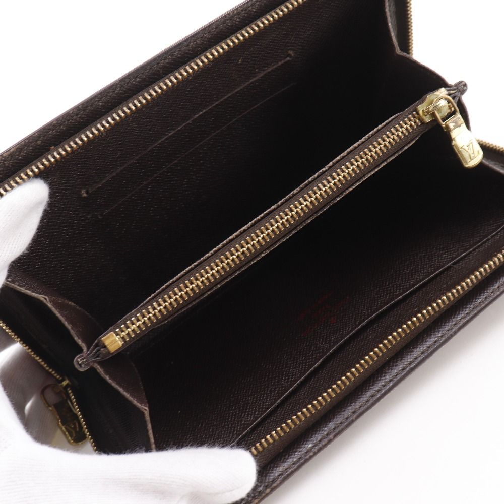 Louis Vuitton Porte Monet Zip Damier Canvas Brown Long — view 7