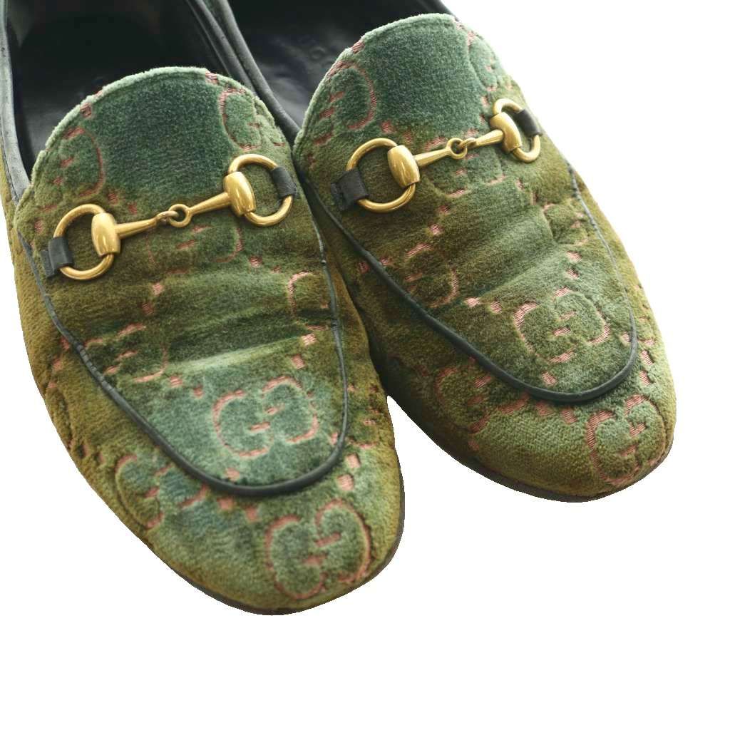 Gucci GG Pattern Horsebit Loafers Moccasins Khaki SS OS 35 — view 3