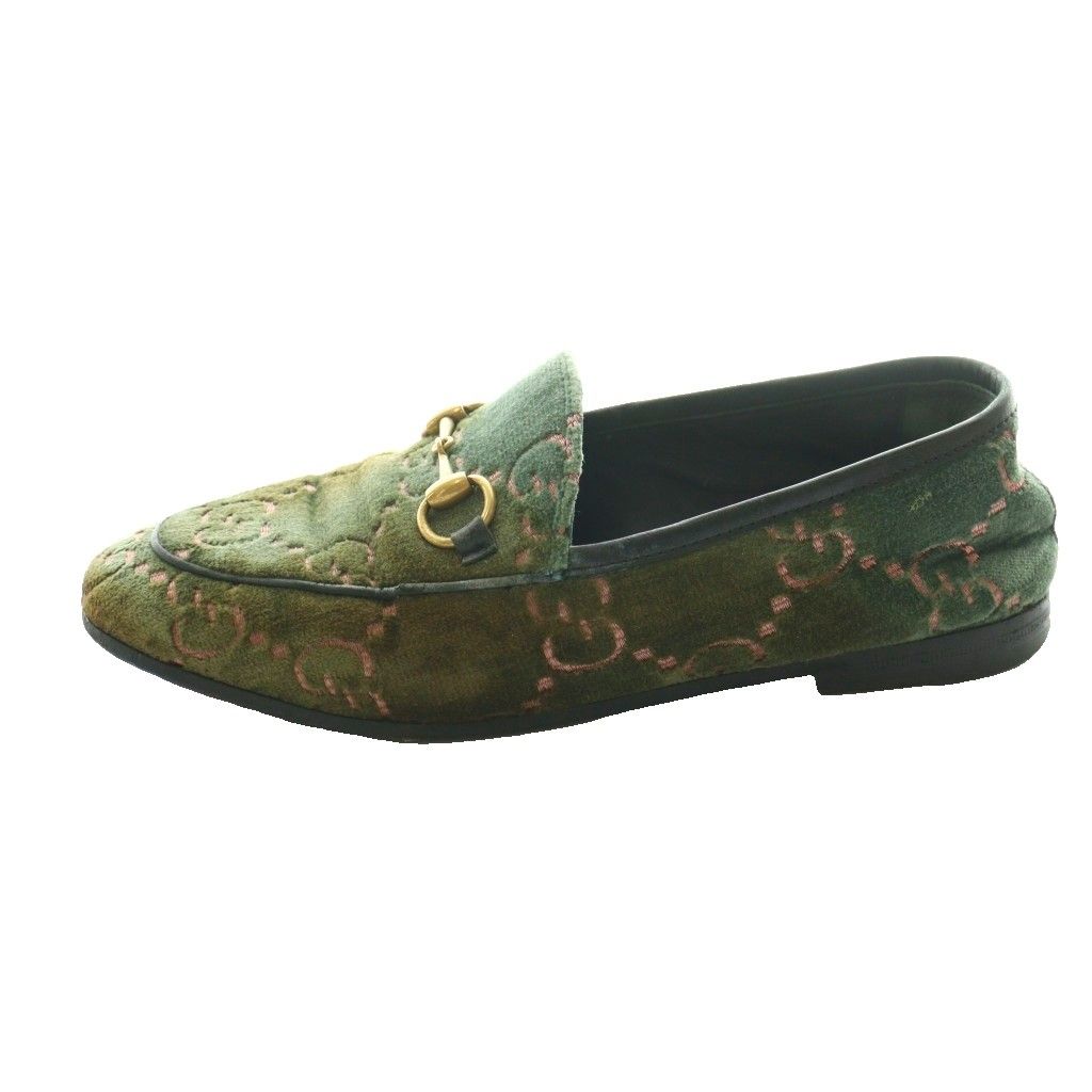 Gucci GG Pattern Horsebit Loafers Moccasins Khaki SS OS 35 — view 2